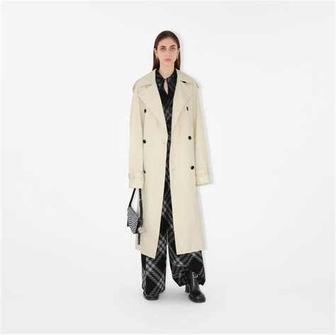 Long Gabardine Trench Coat in Calico 